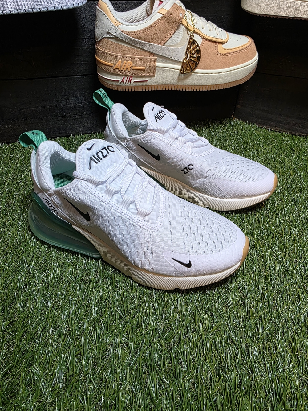 Nike Air Max 270 Women’s Running Shoes - White with Green Accent